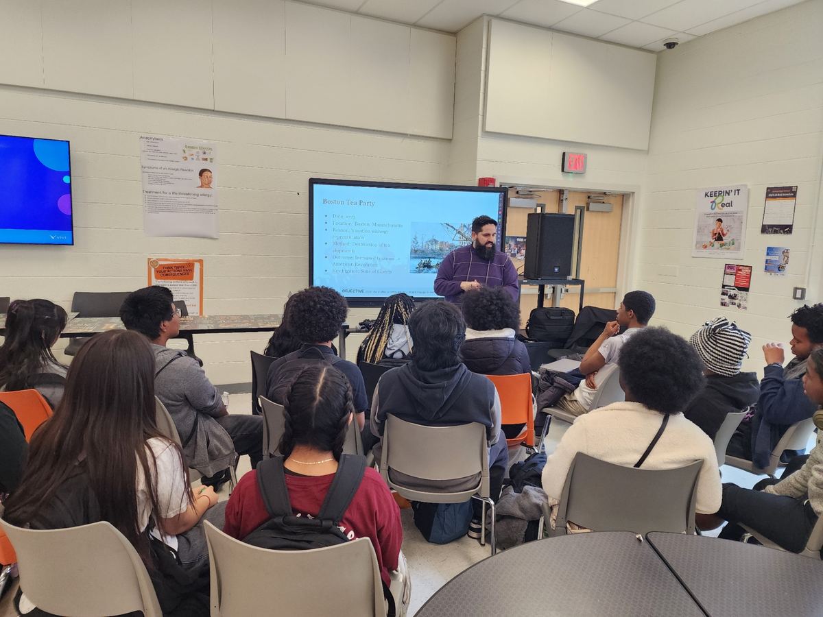 Teaching a Boston Tea Party lesson to high school students